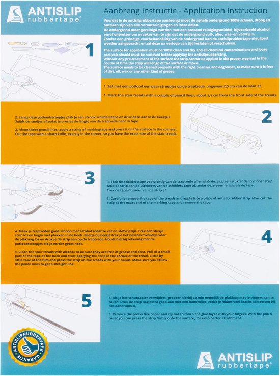 Antislip trapprofiel - Zelfklevende strip - Complete set voor 1 trap - Beton grijs - Rol 15m - Antisliprubbertape.com