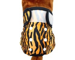 Loopsheidbroekje hond - tijger - maat S - voor kleine honden - herbruikbaar - hondenbroekje - hondenluier - loopsheid - ongesteldheid - voorkomt ongewenste zwangerschappen bij teefjes - milieuvriendelijk - verantwoord - perfecte pasvorm
