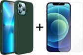 iPhone 13 Pro hoesje groen siliconen apple hoesjes cover hoes - 1x iPhone 13 Pro screenprotector