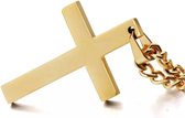 Heren ketting met kruis groot goudkleurig - ketting - kruis - cadeau - sieraad - herenketting - mannenketting - mannensieraad