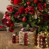 Home&Deco Kerst cadeau box L naturel met timer en 30 led lampjes-26x26x30,5cm (lxbxh)-1 stuks