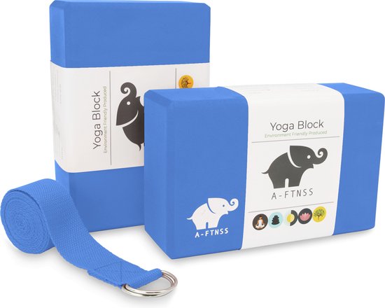 Yoga Blokken Blauw + Gratis Yoga Riem | EVA | 2 Yoga Blokken... | bol.com