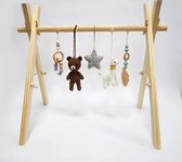 Babygym Houten Baby Speelgoed Vanaf 0 Jaar - Kraamcadeau - Veilig - Ce Gecertificeerd - Houten speelgoed - 5 Hangers - Gehaakt - Babyshower Cadeau - Hout - Verschillende kleuren - Beer - Lama