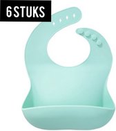 Set silicone slabbetjes groen - 6 stuks waterdichte baby slabbetjes - zachte slab met opvangbakje - Unisex slabbers