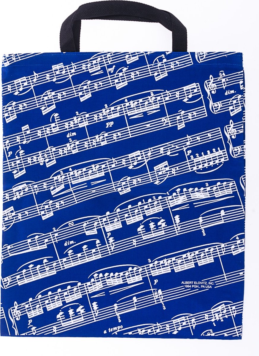 XL Boodschappentas Bladmuziek, blauw/wit