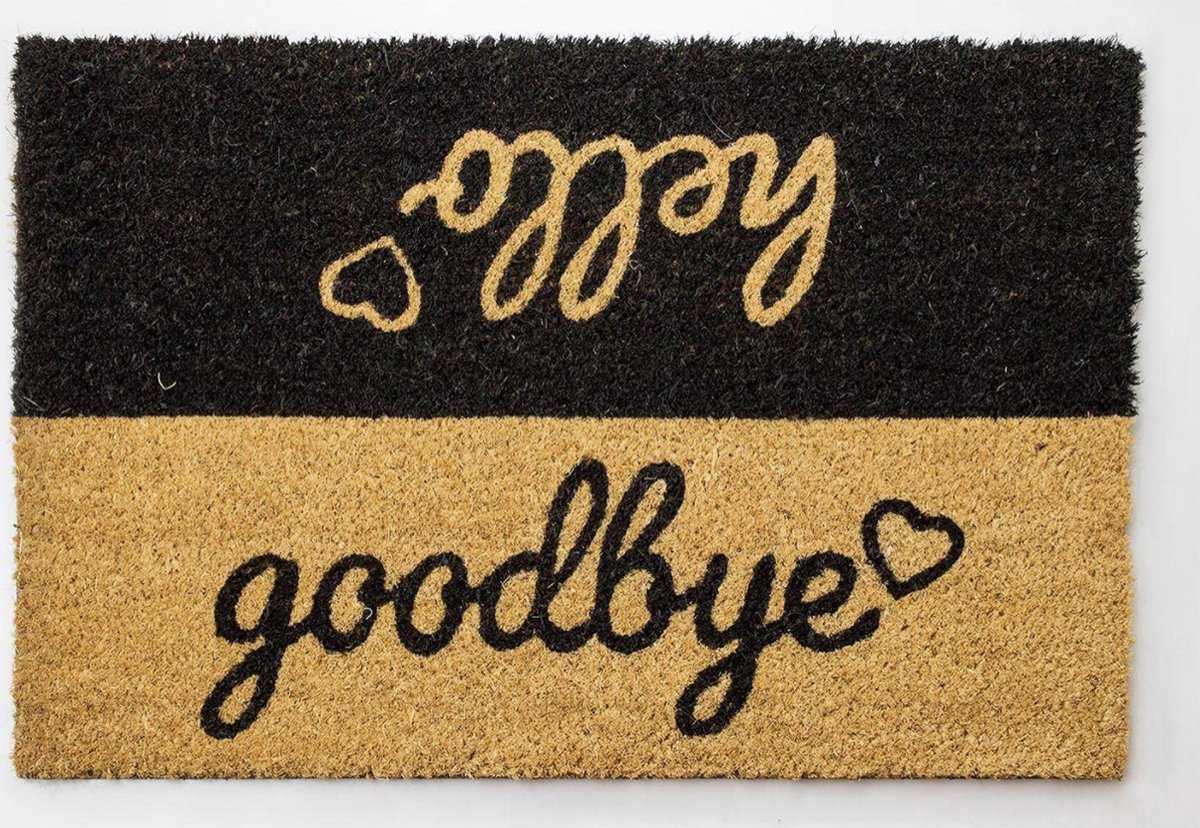 Hello Goodbye deurmat - Deurmatten - vloermat - kokosvezels - 60x40 - Floormat