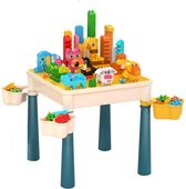 Kamyra® Kindertafel met Bouwplaat - Speeltafel bouwblokken - Activiteiten Tafel - Duplo - Opbergbox - Kinderen - Plastic 45x45x45 cm