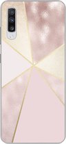 Geschikt voor Samsung Galaxy A70 hoesje - Marmer print - Roze - Goud - Chic - Siliconen Telefoonhoesje