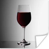 Poster Glas rode wijn op een grijs witte achtergrond - 75x75 cm