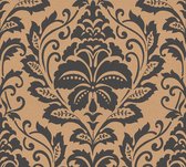 Barok behang Profhome 369104-GU vliesbehang glad met ornamenten glanzend goud bruin 5,33 m2