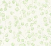 Bloemen behang Profhome 370051-GU vliesbehang licht gestructureerd met bloemen patroon mat groen wit 5,33 m2