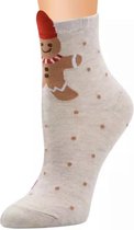 Kerstthema sokken - Winterthema sokken - Kerstsokken - Beige - Kerstkoekje - Unisex maat 36 - 41