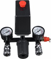 Dakta® Dubbele drukschakelaar |  90-120 psi | Luchtcompressor schakelaar | 220V | Manometer | voor Compressor | Zwart