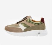 KUNOKA ARI platform sneaker khaki and beige - Sneakers Dames - maat 40 - Beige Groen Wit