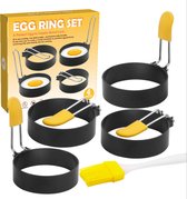Moule de cuisson TDR rond pour œufs et crêpes -Ensemble de 5 pièces anti-adhésives