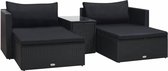 Decoways - 5-delige Loungeset met kussens poly rattan zwart