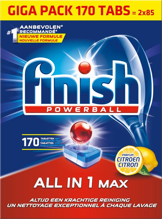 Finish All in 1 Max Tablettes dégraissantes pour lave-vaisselle - 170  onglets - Value Pack