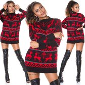 Koucla foute kersttrui rendier dames trui lang model sweater gebreide trui tuniek zwart Onze Size M-XL
