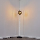 Belanian - Zwarte Smoke Staanlamp - 1-delige - Agropoli - Gerookt glas - Plafondlamp - industriële LED lamp - Vintage look lamp - Grondlamp - Zwart - Unieke lamp - Design lamp - Glaslamp