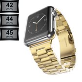 Geschikt voor Apple Watch Bandje - RVS - Schakelarmband - Apple iWatch Series 1/2/3/4/5/6/SE/7 - 42/44/45mm - Goud