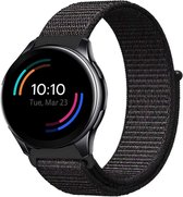 Nylon Smartwatch bandje - Geschikt voor  OnePlus Watch nylon bandje - zwart - Strap-it Horlogeband / Polsband / Armband