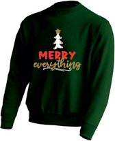 DAMES Kerst sweater - MERRY EVERYTHING - kersttrui - Groen - large -Unisex
