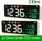 Bundel - PrimeLux Extra Grote CO2 Meter | Incl. ophangsysteem | Horeca | Grote Ruimtes | Draagbaar | Muurbevestiging | CO2 Meter Binnen | CO2 Melder | Luchtkwaliteitsmeters | CO2 M