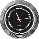 Fisura Wandklok Neon 38 Cm Staal Zwart/wit/zilver 2-delig