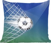 Sierkussens - Kussen - Een illustratie van een voetbal in het net - 45x45 cm - Kussen van katoen