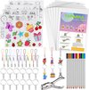 foto van BOTC 60 Delig Krimpie Dinkie Pakket - Krimpfolie Knutselpakket - Inclusief 10 stuks blanco krimpfoliepapier en 5 stuks krimppapier met patroon, perforator, sleutelhangers, potloden voor kinderen