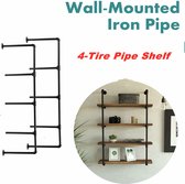 Furniture Wall Shelf-2PCS 4-tier-beugel-opknoping opslag-opslag Zwart ijzeren pijp-DIY pijp planken