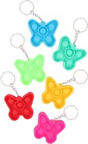 Pop it sleutelhanger 12 stuks | fidget toys | vlinder paars - groen - geel - rood - blauw
