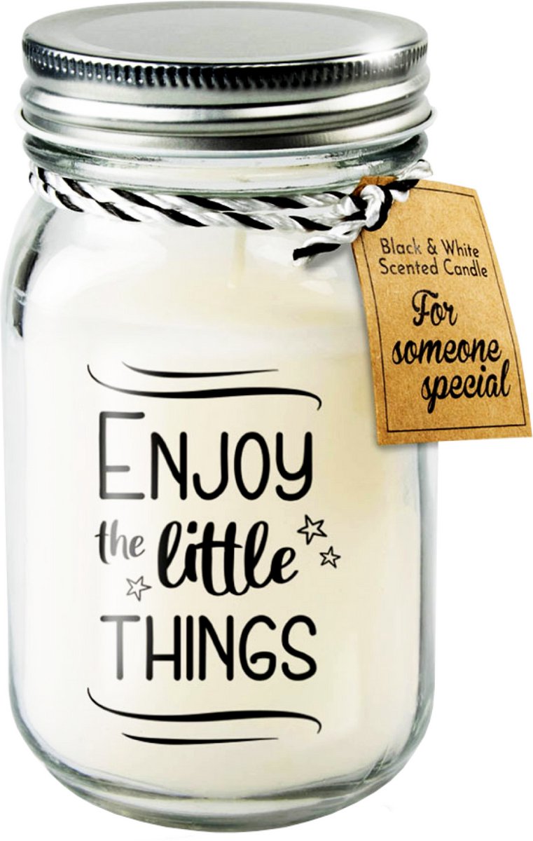 Black & White geurkaars - Enjoy the little things