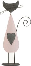 J-Line Kat Staand Hout/Metaal Roze/Grijs Small Set van 3 Stuks