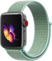 Geschikt voor Apple Watch Bandje 42/44/45mm - Nylon Klittenband - Mintgroen