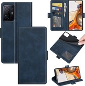 Xiaomi 11T / Xiaomi 11T Pro Hoesje - MobyDefend Luxe Wallet Book Case (Sluiting Zijkant) - Blauw - GSM Hoesje - Telefoonhoesje Geschikt Voor: Xiaomi 11T / Xiaomi 11T Pro