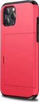 Mobiq - Hybrid Card Case iPhone 12 / iPhone 12 Pro 6.1 inch - Rood