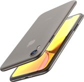 Mobiq Ultra Dun Hoesje iPhone XR - Flinterdun Backcover hoesje | Frosted semi clear hoes SLIM | 0,3 mm Ultra thin case voor Apple iPhone XR (6.1 inch) - Zwart | Grijs