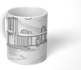 Mok - Een getekende tekening van de Brooklyn Bridge - 350 ML - Beker