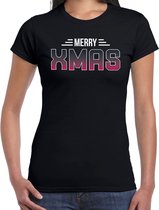 Merry xmas disco Kerst t-shirt - zwart - dames - Kerstkleding / Kerst outfit XS