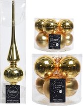 Compleet glazen kerstballen pakket goud glans/mat 32x stuks met piek glans - 20x 6 cm - 12x 8 cm
