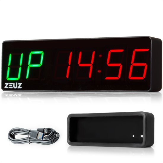 ZEUZ Mini CrossFit, Fitness & Sport Interval Timer – Stopwatch, Countdown & Aftelklok - Tabata & HIIT Digitale GYM Klok – 15,5 x 2,2 x 4,7 CM