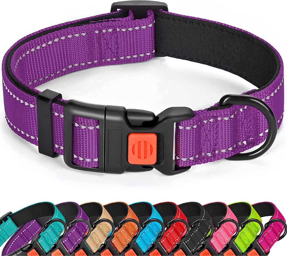Halsband hond Paars Maat XS - Reflecterend - Veiligheidssluiting - Zeer kleine honden