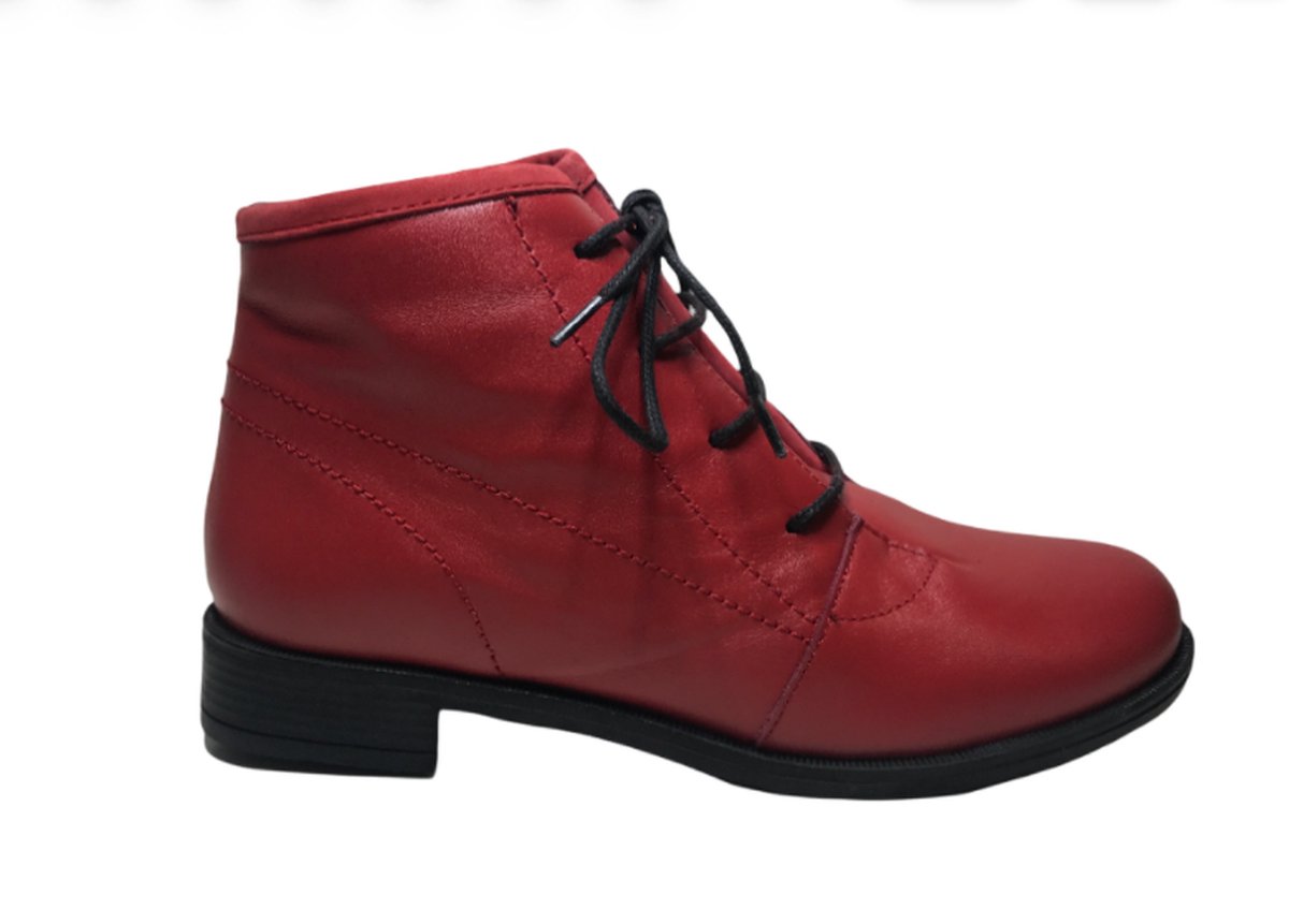 Manlisa veter/ rits effen hoge lederen comfort schoenen W132-256 rood 41