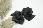 Haarstrik Satijn glitter - Zwart 030 – Grote strik – Kerst accessoire - Haarclip - Bows and Flowers