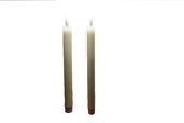 Exner | Led kaarsen | Dinnerkaars met rustig flakkerd licht | Was kaarsen| Set van 2 Led kaarsen | Timer  | Ivoor | 24 x 2,2,x 2,2 cm