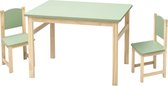 Mintgroene Kindertafel met 2 Stoelen - Kinderkamer - Kinderzetel - Speeltafel- Kindereettafel