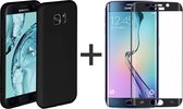 Samsung S7 Edge Hoesje - Samsung galaxy S7 Edge hoesje zwart siliconen case hoes cover hoesjes - Full Cover - 1x Samsung S7 Edge screenprotector