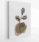 Botanische aquarel muur kunst vector set. Earth tone boho gebladerte lijntekening met abstracte vorm 2 - Moderne schilderijen – Verticaal – 1901708014 - 50*40 Vertical