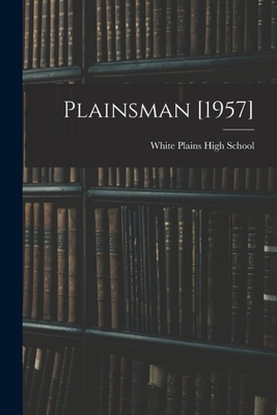 Boek "PLAinsMAN [1957] White Plains High School" tussen boekenkasten.